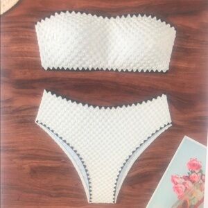 White Textured Bikini Set